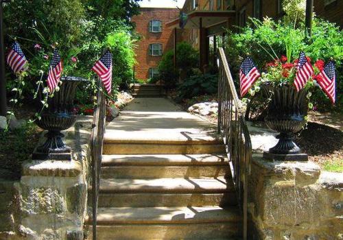 Entrance to a residential building at Eola Park apartments for rent in Philadelphia, PA